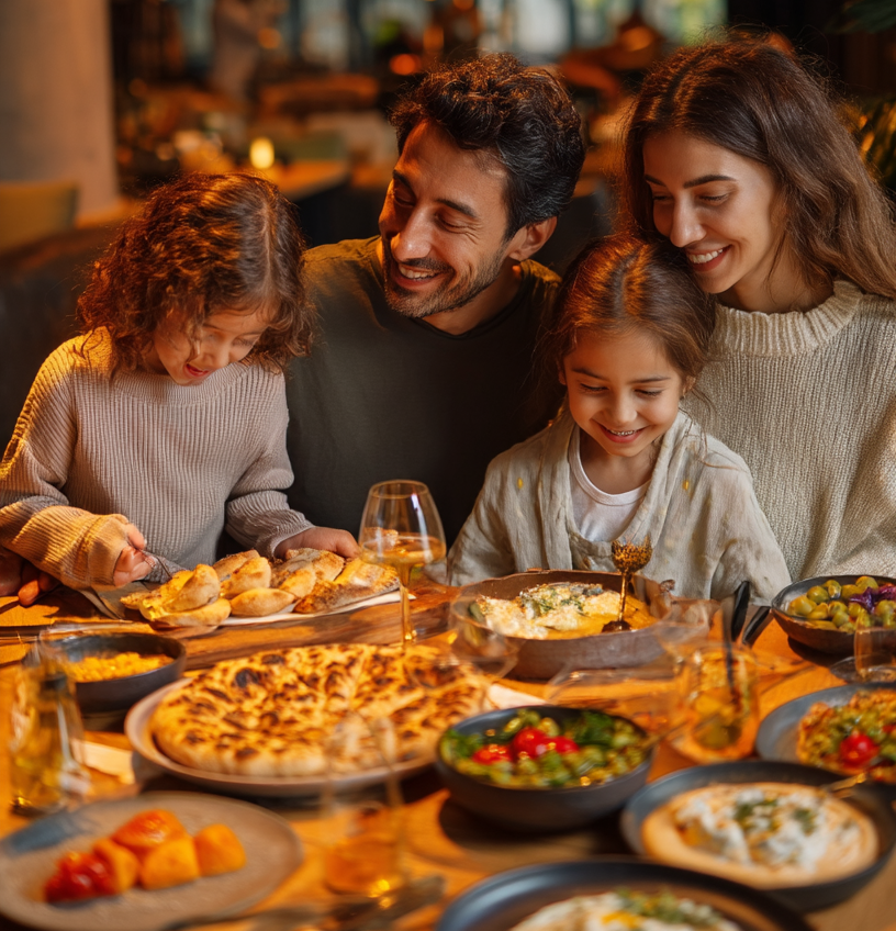 Familie la o pizza dupa fapte bune inregistrate prin Cardora
